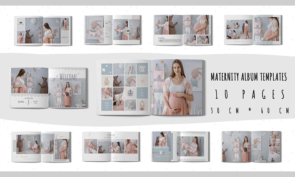 طرح آلبوم دیجیتال بارداری و نوزاد پاستیلی