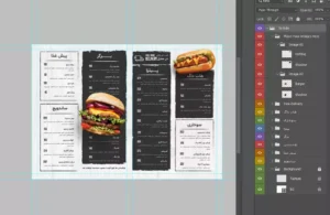 فایل فتوشاپ لایه باز قالب منوی فست فود و پیتزا حرفه ای فارسی